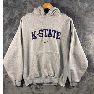 VTG 90s Nike Kansas State Wildcats Center Swoosh Hoodie Men’s Medium Gray Korea!